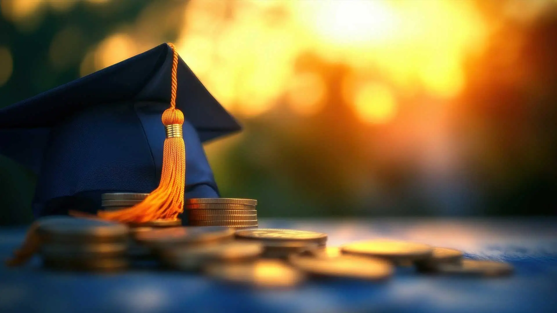 Coiffe de diplômé posée sur une pile de pièces de monnaie, symbolisant le financement d’une certification professionnelle